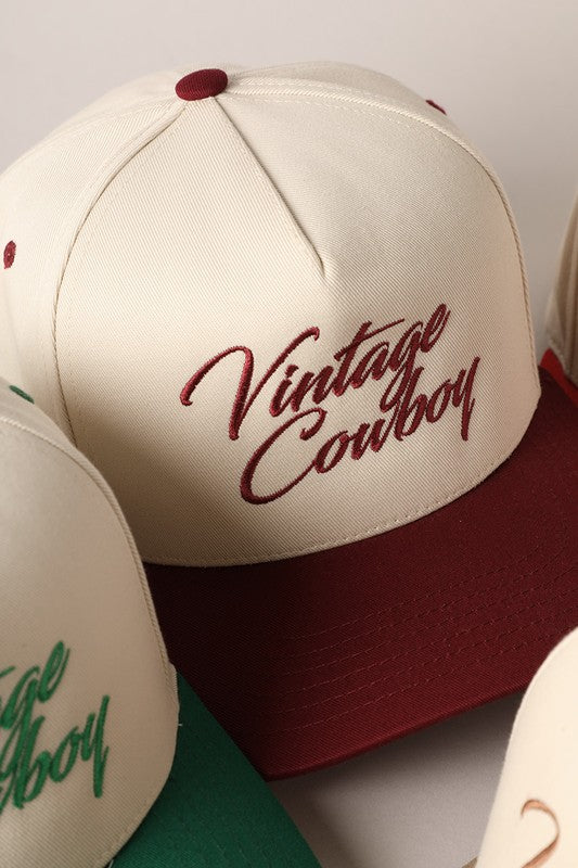 Vintage Cowboy Embroidery Two-Tone Baseball Cap