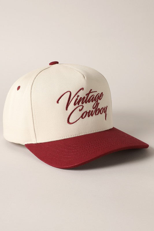 Vintage Cowboy Embroidery Two-Tone Baseball Cap