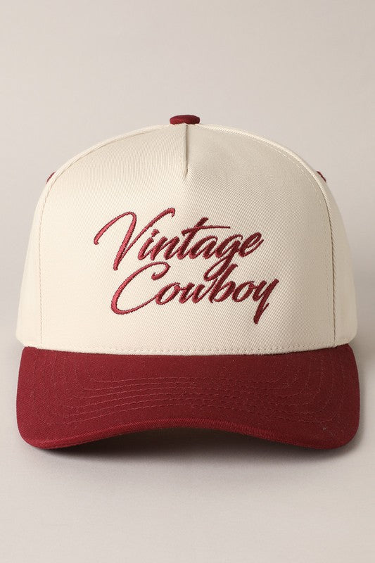 Vintage Cowboy Embroidery Two-Tone Baseball Cap