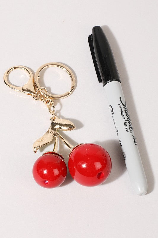 Cherry Rhinestone Deco Keychain Bag Charm