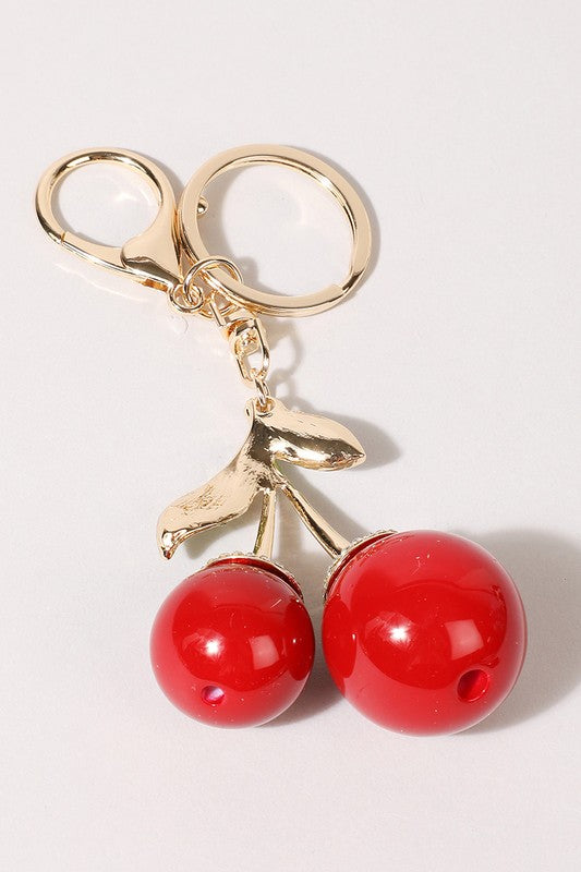 Cherry Rhinestone Deco Keychain Bag Charm